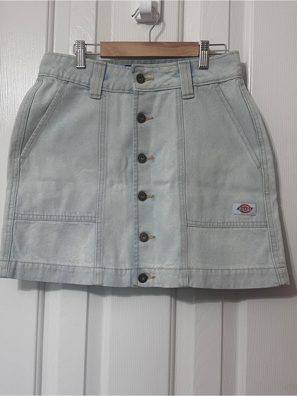 Dickies Light blue denim Button-Front Mini Skirt
